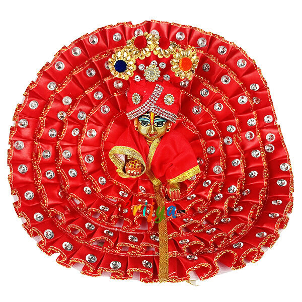 Red heavy stone satin ribbon gopal dress