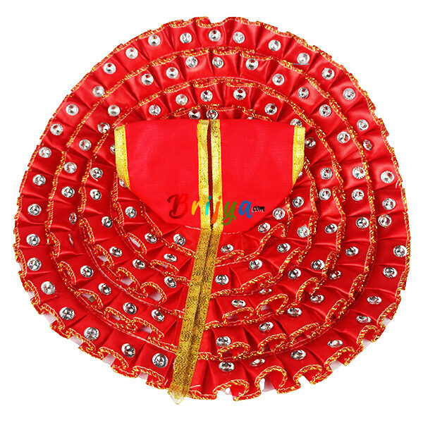 Red heavy stone satin ribbon gopal dress