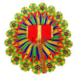 Red heavy reshamwork laddu gopal dress