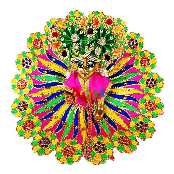 Magenta heavy reshamwork laddu gopal dress