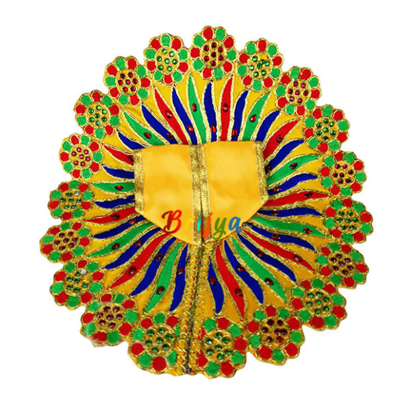 Yellow heavy reshamwork laddu gopal dress