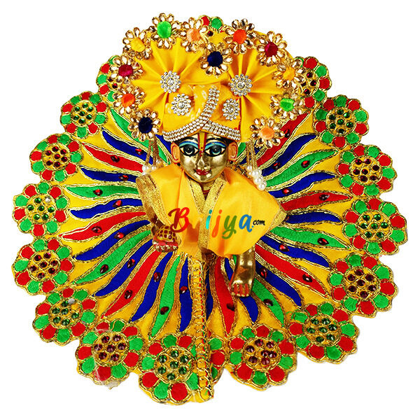 Yellow heavy reshamwork laddu gopal dress