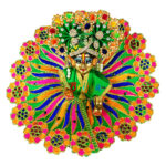 Green heavy reshamwork laddu gopal dress