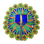 Blue heavy reshamwork laddu gopal dress