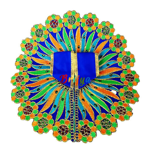 Blue heavy reshamwork laddu gopal dress