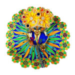 Blue heavy reshamwork laddu gopal dress