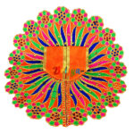 Orange heavy reshamwork laddu gopal dress