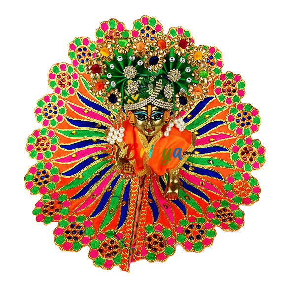 Orange heavy reshamwork laddu gopal dress