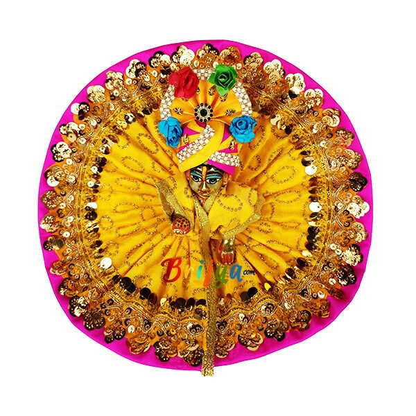 Yellow heavy lace sparkle work gopal ji Vastra
