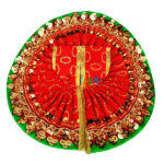 Red heavy lace sparkle work gopal ji Vastra