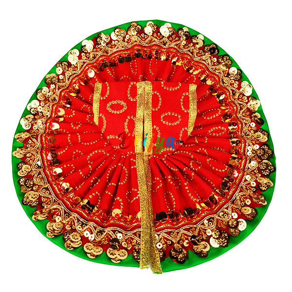 Red heavy lace sparkle work gopal ji Vastra