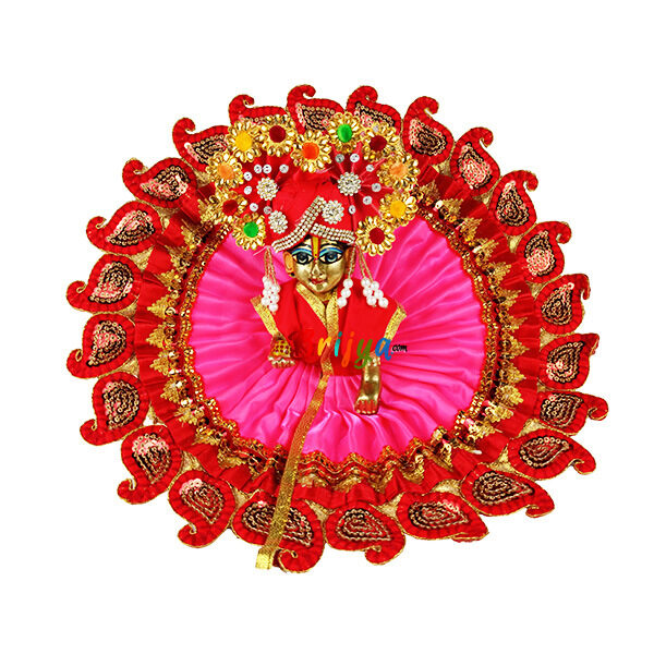 Red heavy embroidery lace work gopal ji Vastra