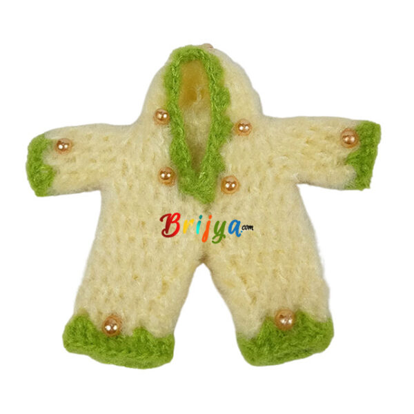 Beautiful Parrot Green White Woolen Jump Suit For Gopal Ji