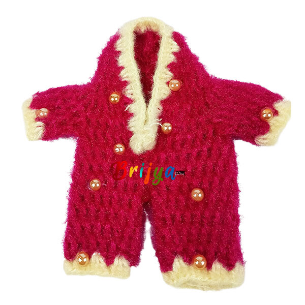 Beautiful Magenta Cream Woolen Jump Suit For Ladoo Gopal Ji