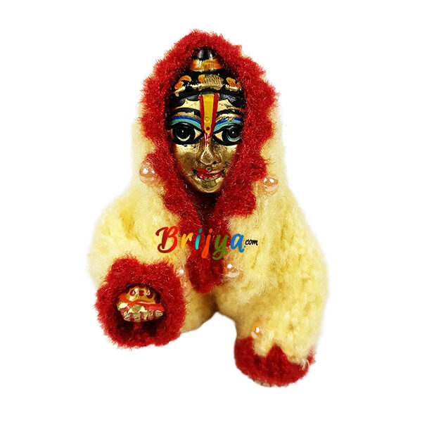 Golden Yellow Maroon Woolen Jump Suit For Ladoo Gopal Ji