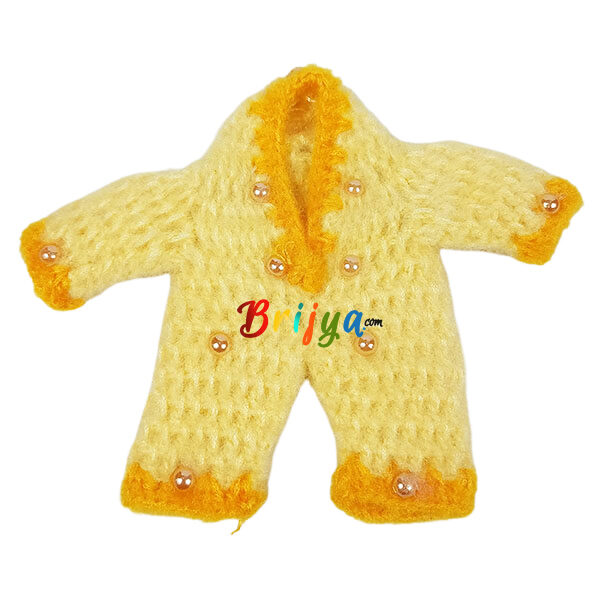 Beautiful Golden Yellow Woolen Jump Suit For Ladoo Gopal Ji