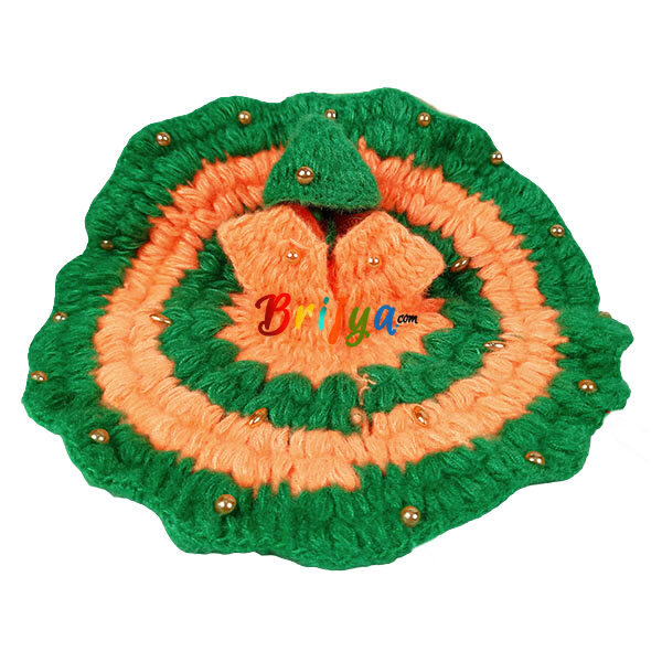 Green Light Orange Pearl Work Wollen Dress For Gopala