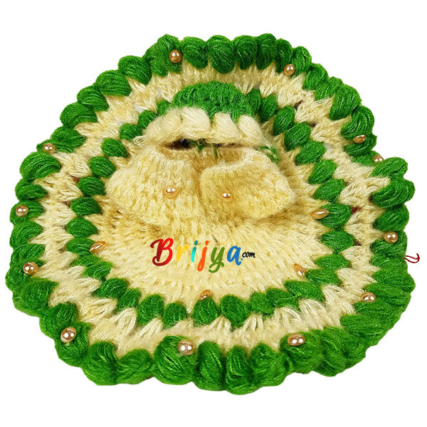 Green Creem Pearl Work Wollen Poshak For Gopala