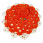 Orange White Pearl Work Wollen Poshak For Gopala