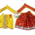 Red Yellow Dot Print Vastra For Laxmi Ganesh Ji