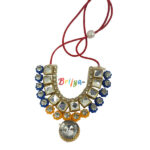 Blue Yellow Beads With Mirror Work Necklash For God