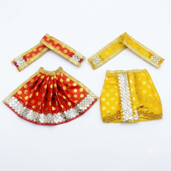 Red Yellow Dot Print Laxmi Ganesh Dress