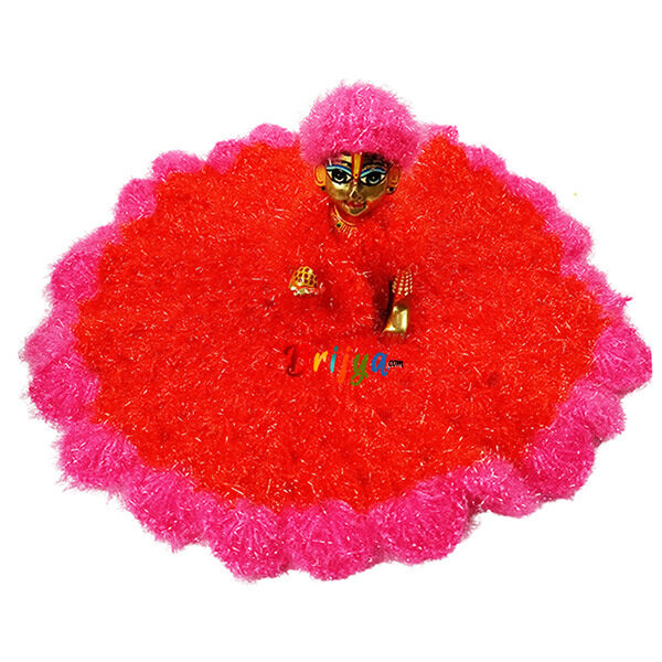 Orange Pink Shining Woolen Phosak For Laddu Gopal Ji (6-7-8) No