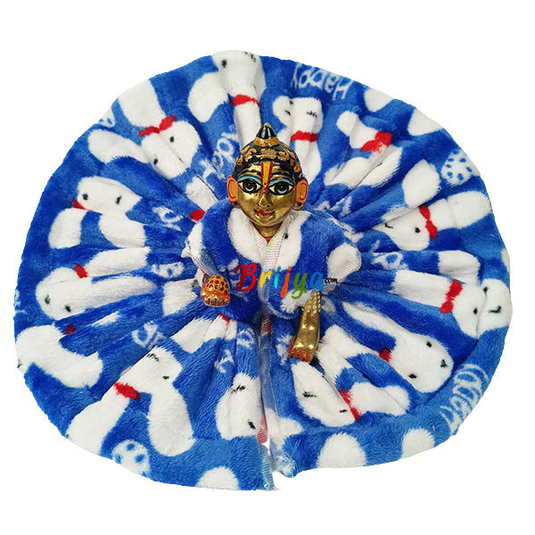 Elegant Print Feather Blue Woolen Phosak For Bal Gopal Ji