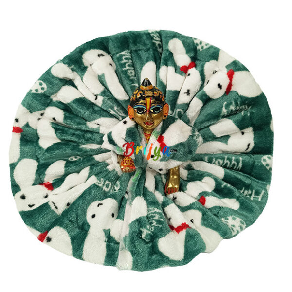 Elegant Print Feather Green Woolen Poshak For Bal Gopal Ji