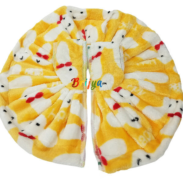 Elegant Print Feather Yellow Woolen Poshak For Bal Gopal Ji