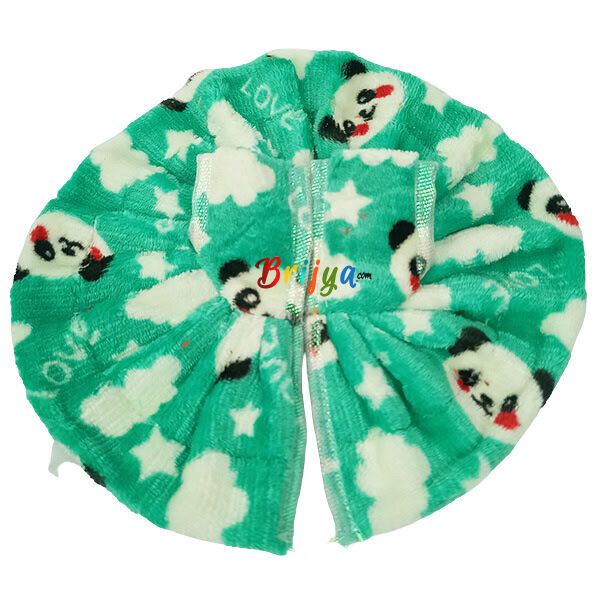 Elegant Print Feather Green Woolen Poshak For Bal Gopal Ji
