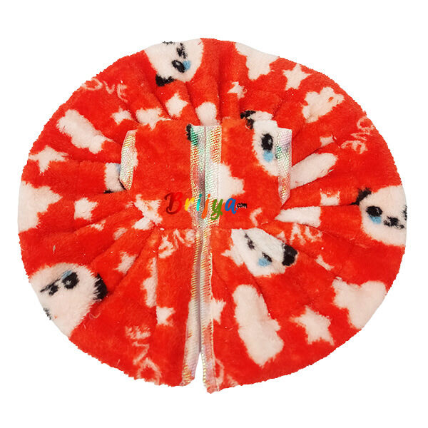 Elegant Print Feather Orange Woolen Poshak For Bal Gopal Ji