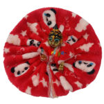 Elegant Print Feather Red Woolen Poshak For Bal Gopal Ji