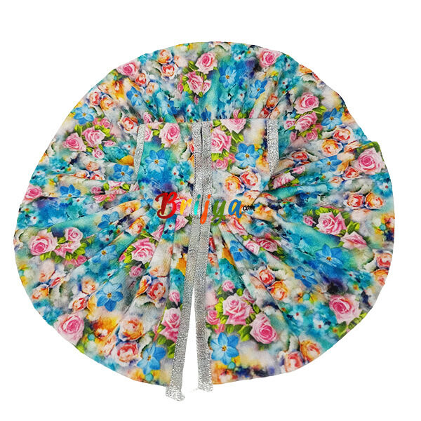 Beautiful Skyblue Multi Print Winter Dress For Ladoo Gopal