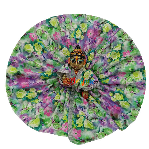 Beautiful Green Multi Print Winter Dress For Laddoo Gopal