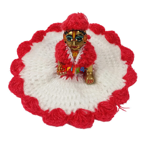 Beautiful White Gajri Woolen Dress For Bal Gopal Ji