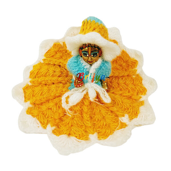 Beautiful Yelllow Skyblue Woolen Dress For Bal Gopal Ji