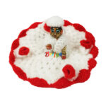 Beautiful White Red Flower Wollen Dress For Bal Gopal Ji