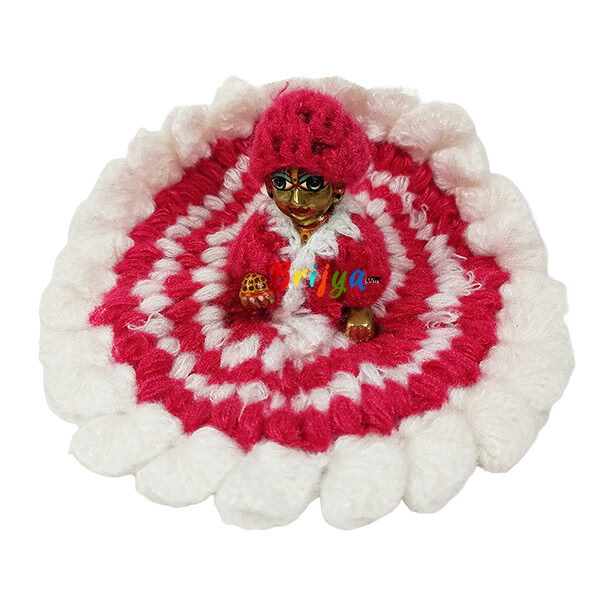 Beautiful Pink White Woolen Dress For Bal Gopal Ji