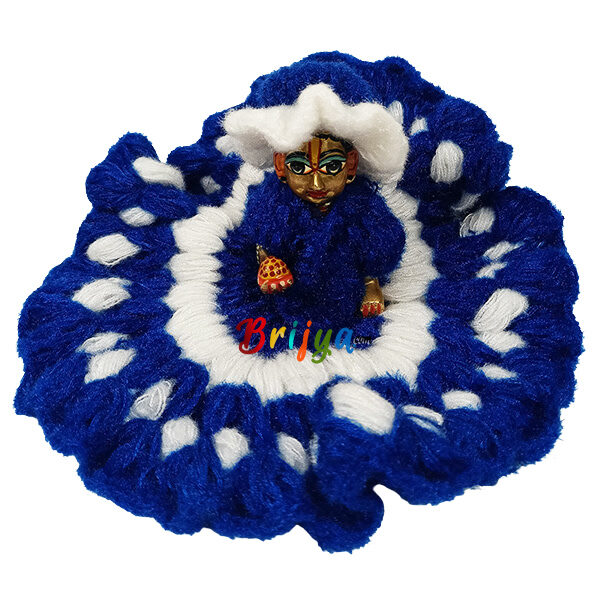 Beautiful Blue White Woolen Dress For Bal Gopal Ji