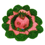 Beautiful Pink Green Smooth Woolen Poshak For Gopala