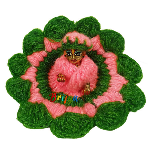 Beautiful Pink Green Smooth Woolen Poshak For Gopala