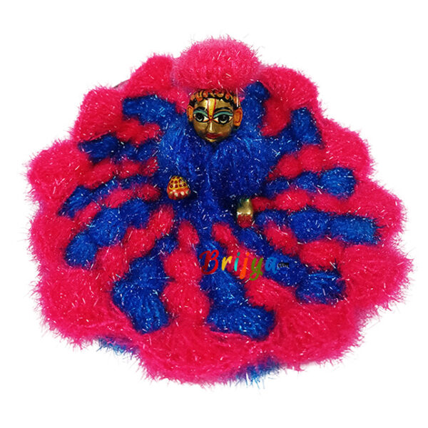 Blue Pink Shining Woolen Dress For Laddu Gopal Ji