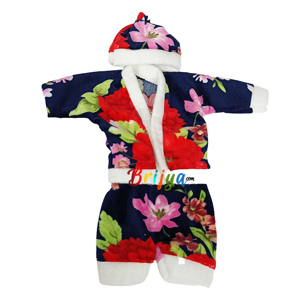 Red Blue Printed Warm Topi Night Suit For Gopal Ji