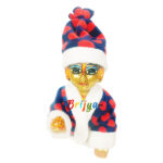 Red Blue Dot Print Warm Topi Night Suit For Laddu Gopal Ji