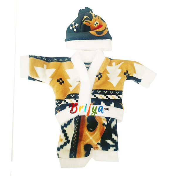 Black Badami Warm Topi Night Suit For Laddu Gopal Ji