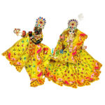 Yellow Heavy Embroidery Dress For Radha Krishan Ji