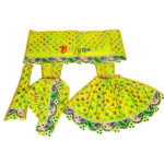 Parrot Green Heavy Embroidery Dress For Radha Krishan Ji