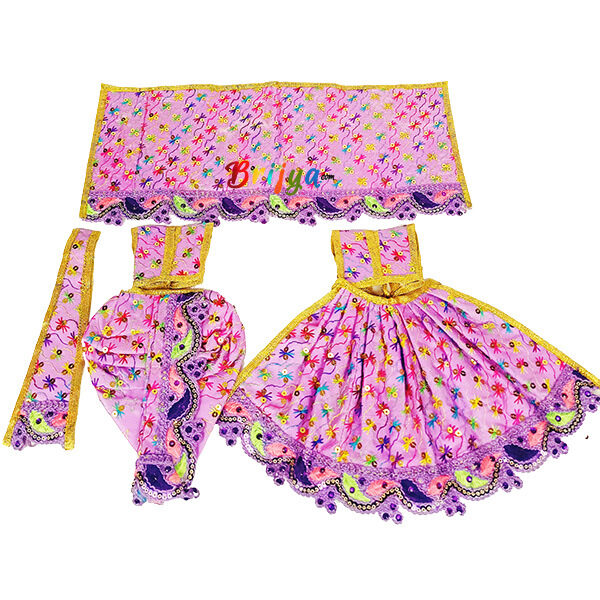 Purple Heavy Embroidery Dress For Radha Krishan Ji