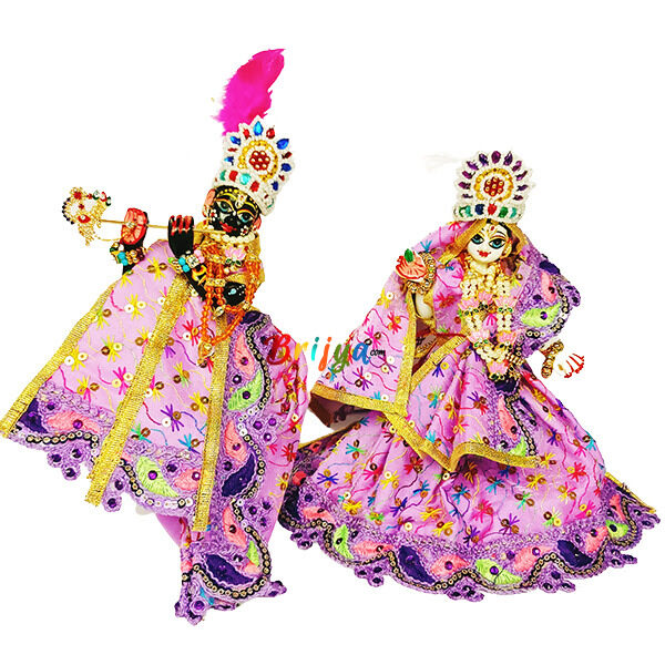 Purple Heavy Embroidery Dress For Radha Krishan Ji